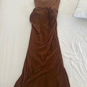 House of CB Brown Strapless Dress - SIZE MED BUT ALTERATIONS MADE TO FIT LIKE S